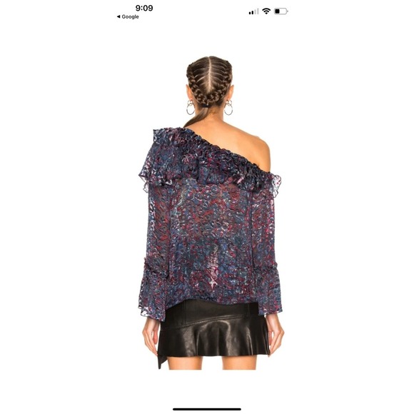 IRO designer avant garde feminine batik one shoulder long sleeve sz 42 - Picture 3 of 10